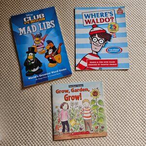 4/$20 Club Penguin Mad Libs, Where's Waldo, Grow,‎ garden, grow! Set of 3 Books
